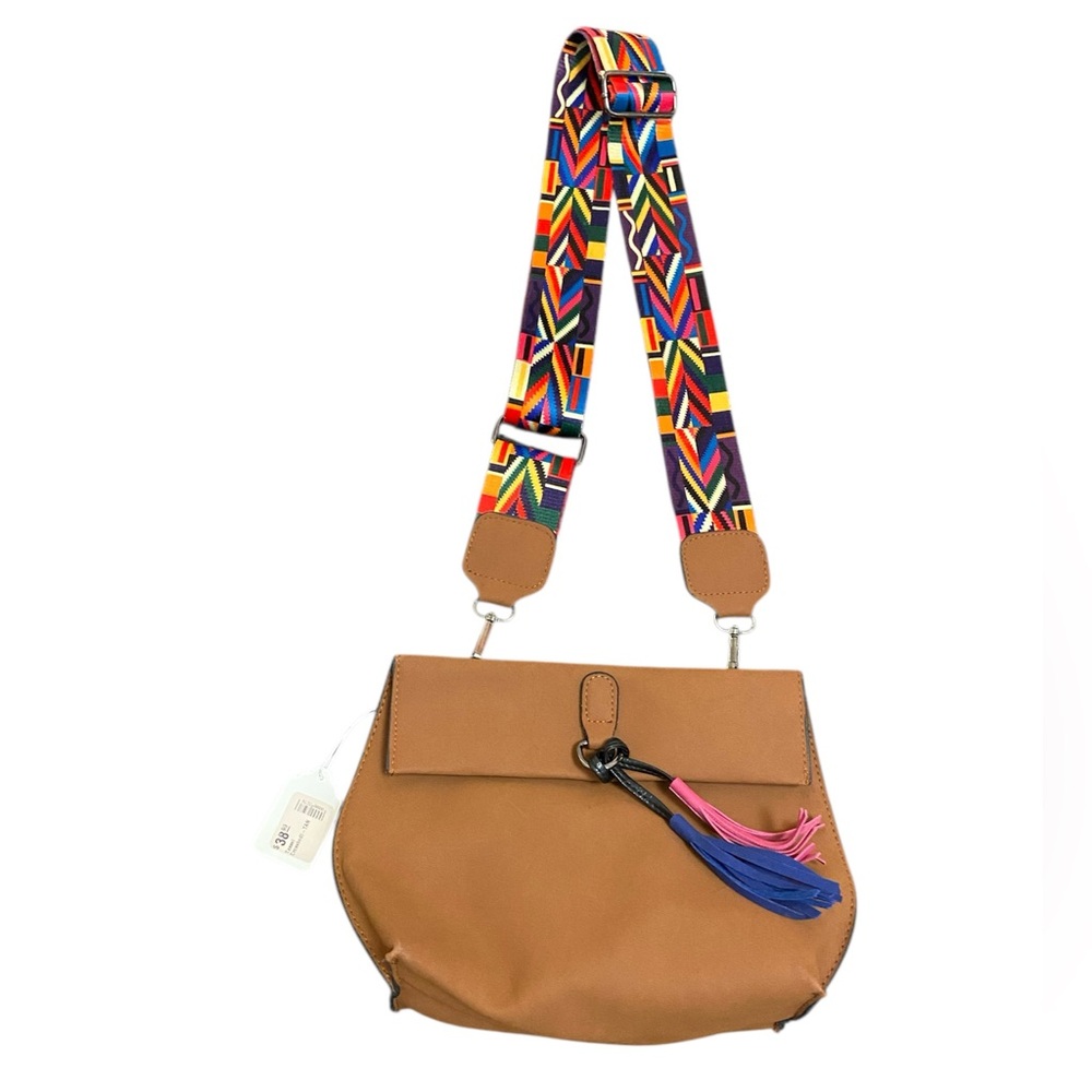 NWT tan faux leather crossbody bag with adjustable strap